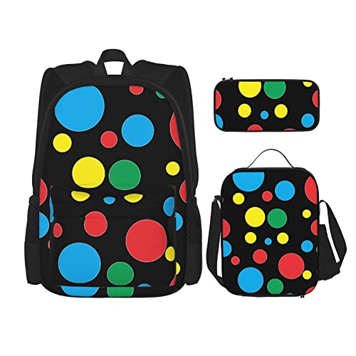 DOFFO Twister Rucksack-Set, Reise-Laptop-Rucksack für Damen und Herren, lässige Büchertasche mit Lunch-Tasche, Federmäppchen, 3-teilig, Schwarz, Einheitsgröße, Schwarz , Einheitsgröße von DOFFO