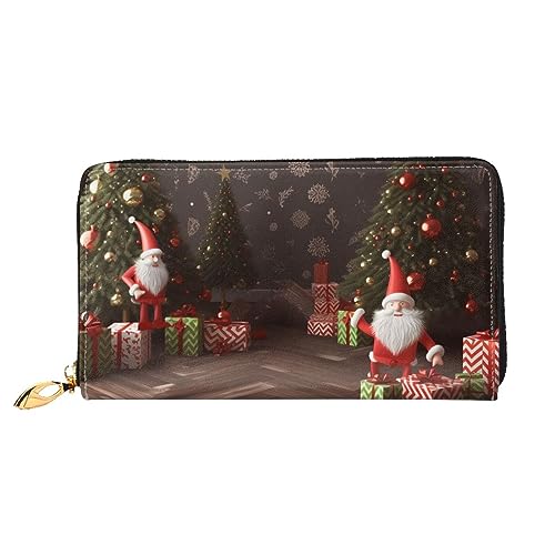 DOFFO Weiß Schwan Print Leder Brieftasche Für Frauen Geldbörse Schlank Reißverschluss Telefon Kleingeld Geldbörse Kupplung Kartenhalter Fall Brieftasche, Weihnachtsdekoration, Einheitsgröße von DOFFO