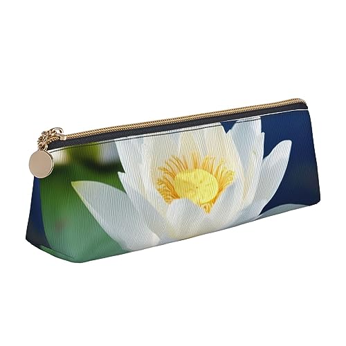 DOFFO Weiße Lotus Blumen Gedruckt Nette Bleistift Fall Ästhetische Bleistift Beutel Spezielle Stift Fall Kleine Bleistift Tasche Langlebig Bleistift Box Reißverschluss Bleistift Fällen Für Frauen Büro von DOFFO