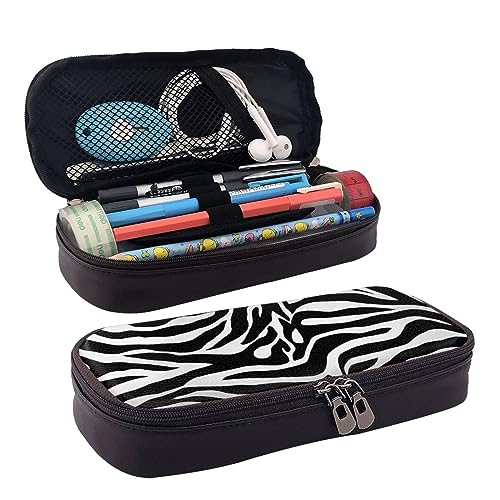 DOFFO Zebra Print Printed Cute Pencil Case Aesthetic Pencil Pouch Special Pen Case Artificial Leather Pencil Bag Durable Pencil Box Zipper Pencil Cases For Men Women Office Work And Study, Schwarz , von DOFFO