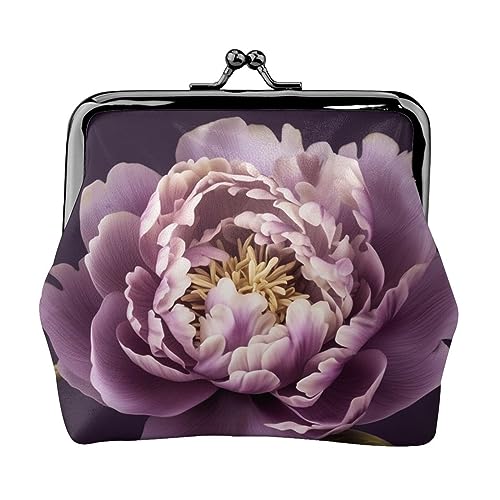 Eukalyptus Blätter Gedruckt Geldbörse Für Frauen Brieftasche Tasche Pu Leder Ändern Beutel Kiss-Lock Vintage Beutel, Lila elegante Pfingstrosen-Blume, Einheitsgröße, Vintage von DOFFO