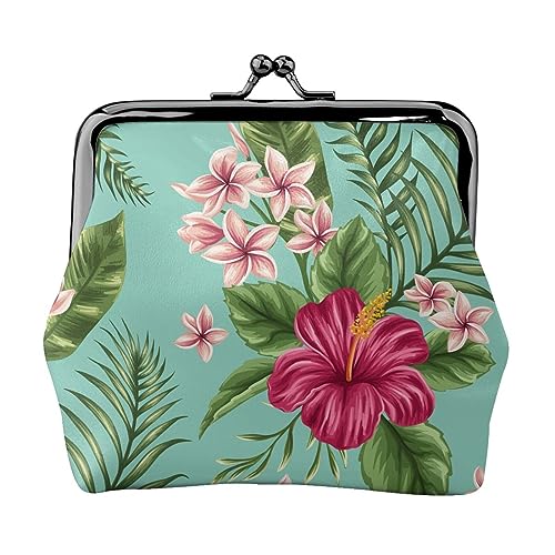 Farbige Blume Gedruckt Geldbörse Für Frauen Brieftasche Tasche Pu Leder Ändern Beutel Kiss-Lock Vintage Beutel, Hawaiianische tropische Blätter Blumen, Einheitsgröße, Vintage von DOFFO