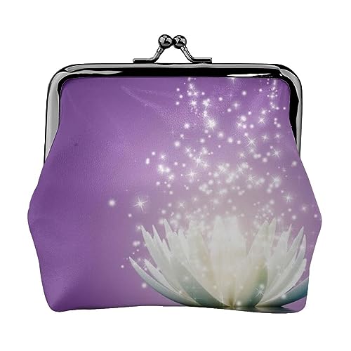 Farbige Blume Gedruckt Geldbörse Für Frauen Brieftasche Tasche Pu Leder Ändern Beutel Kiss-Lock Vintage Beutel, Lotusblüte lila, Einheitsgröße, Vintage von DOFFO