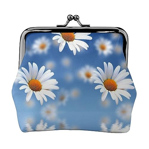 Farbige Blume Gedruckt Geldbörse Für Frauen Brieftasche Tasche Pu Leder Ändern Beutel Kiss-Lock Vintage Beutel, Weißer Gänseblümchen, Einheitsgröße, Vintage von DOFFO