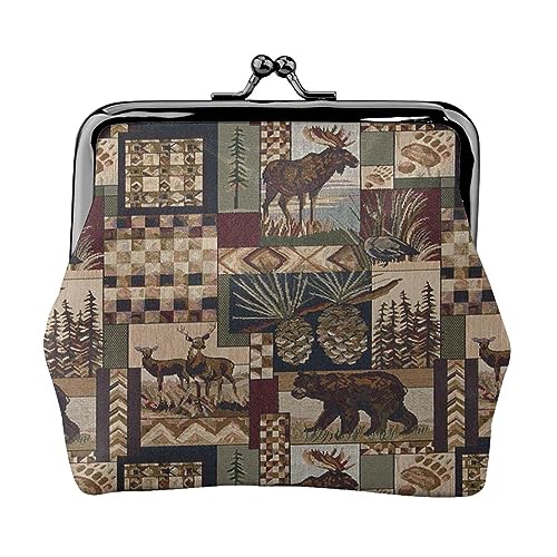 Graffiti Hip Hop Gedruckt Geldbörse Für Frauen Brieftasche Tasche Pu Leder Ändern Beutel Kiss-Lock Vintage Beutel, Lodge Bear Deer, Einheitsgröße, Vintage von DOFFO