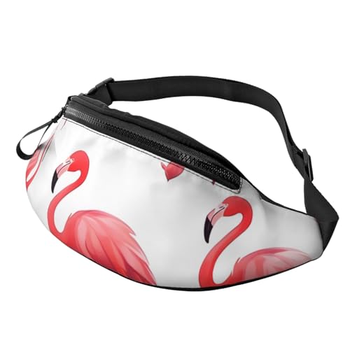 Große Umhängetasche für Damen und Herren, schöne rosa Flamingos, bedruckte Hüfttasche für Herren und Damen, Gürteltasche, modische Hüfttasche, Tasche mit verstellbarem Riemen für Workout, Laufen, von DOFFO