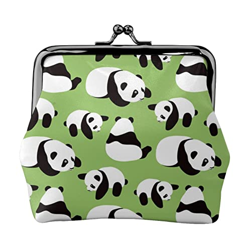 Grüner Hintergrund Panda Gedruckt Geldbörse Für Frauen Brieftasche Tasche Pu Leder Ändern Beutel Kiss-Lock Vintage Beutel, Grüner Hintergrund Panda, Einheitsgröße, Vintage von DOFFO