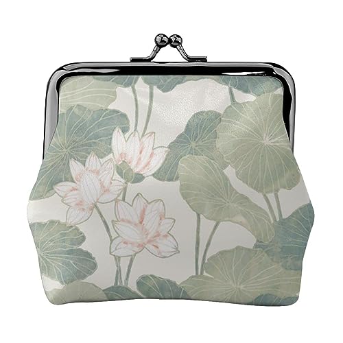 Hawaii Blume Gedruckt Geldbörse Für Frauen Brieftasche Tasche Pu Leder Ändern Beutel Kiss-Lock Vintage Beutel, Black Lily Pads, Einheitsgröße, Vintage von DOFFO