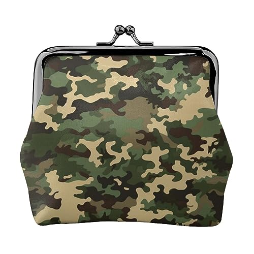 Münzgeldbörse für Damen, mit Wasserdruck, PU-Leder, mit Kussverschluss, Vintage-Tasche, camouflage, Einheitsgröße, Vintage von DOFFO