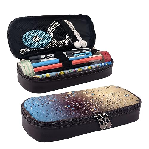 Regentropfen Auf Glas Gedruckt Niedlich Bleistift Fall Ästhetische Bleistift Tasche Spezielle Stift Fall Kunstleder Bleistift Tasche Langlebig Bleistift Box Reißverschluss Federmäppchen Für Männer von DOFFO