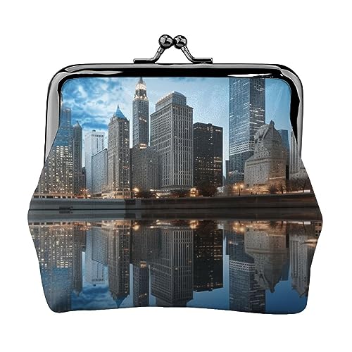 San Francisco Gedruckt Geldbörse Für Frauen Brieftasche Tasche Pu Leder Ändern Beutel Kiss-Lock Vintage Beutel, Chicago Reflected, Einheitsgröße, Vintage von DOFFO