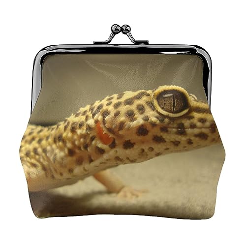 Sand Leopard Gecko Gedruckt Geldbörse Für Frauen Brieftasche Tasche Pu Leder Ändern Pouch Kiss-Lock Vintage Beutel, Sand Leopard Gecko, Einheitsgröße, Vintage von DOFFO