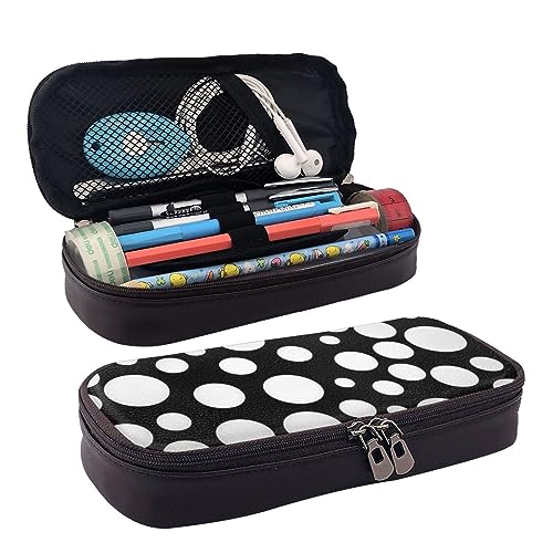 Schwarz und Weiß Polka Dot Gedruckt Niedlich Bleistift Fall Ästhetische Bleistift Tasche Spezielle Stift Fall Kunstleder Bleistift Tasche Langlebig Bleistift Box Reißverschluss Federmäppchen Für von DOFFO