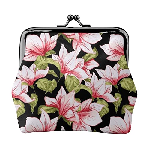 Sonnenblume Blumen Pflanzen Schwarz Und Gelb Gedruckt Geldbörse Für Frauen Brieftasche Tasche Pu Leder Ändern Pouch Kiss-Lock Vintage Beutel, Schönes rosa Blumenmuster, Einheitsgröße, Vintage von DOFFO