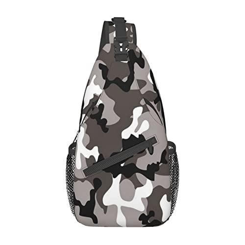 Umhängetasche mit verstellbarem Riemen, Texas Bluebonnets Landschaft, Brusttasche für Damen und Herren, Tagestasche, Wandern, Reisen, Schwarz, Grau, Weiß, Camouflage, Einheitsgröße von DOFFO