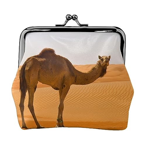 Weinflasche Stopper Mit Vintage Gedruckt Geldbörse Für Frauen Brieftasche Tasche Pu Leder Ändern Pouch Kiss-Lock Vintage Beutel, Desert Sand Camel, Einheitsgröße, Vintage von DOFFO