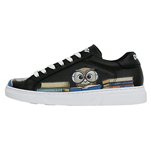 DOGO Ace Sneakers - The Wise Owl Black- Vegane Atmungsaktive Bunte Damen Sneaker von DOGO