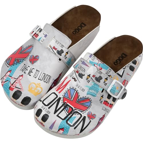 DOGO Clogs für Damen - Veganes Leder und handgefertigte Damen Pantoletten & Clogs, I Heart London, 37 EU von DOGO