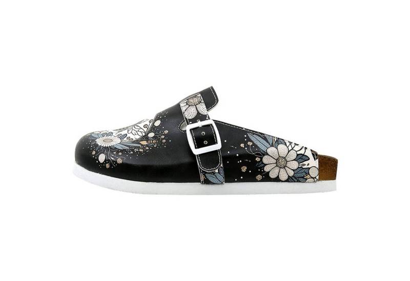 DOGO Comfie Pantoletten Hausschuhe Bee With Flowers Damen Sandalen Hausschuh Handgefertigt von DOGO