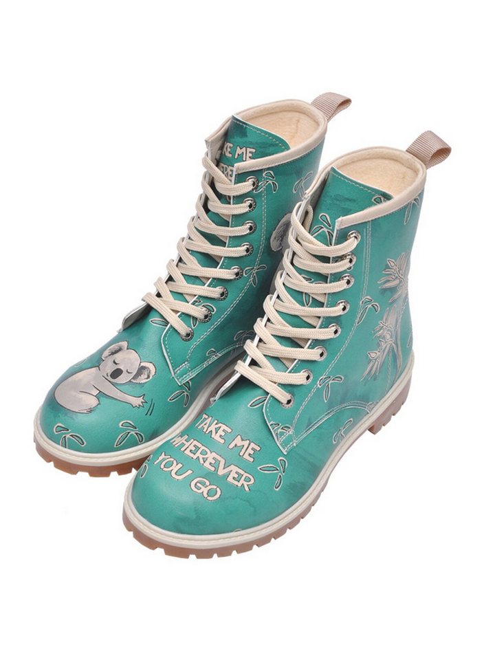 DOGO Longe Boots Schnürstiefel Koala Damen Stiefeletten Schnürboots Handgefertigt von DOGO