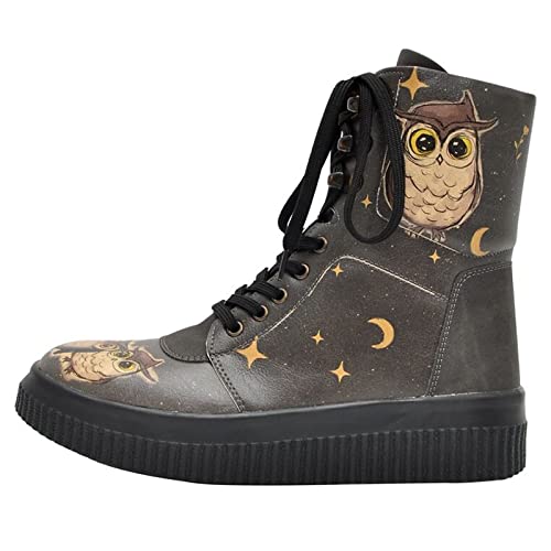 DOGO Vegane Damen Future Boots Stiefeletten - Owl Family 37 von DOGO