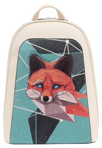DOGO Damen-Rucksack aus veganem Leder, Weiß – Red Fox Motiv, weiß, Einheitsgröße von DOGO