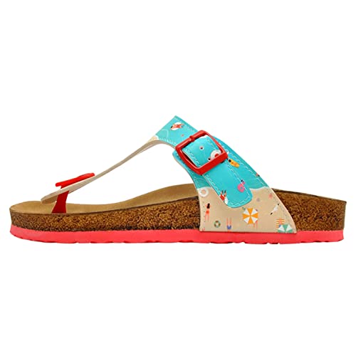 DOGO Damen Sandalen Lila - A Bird's Eye View of Beach - Vegan Damen Sommer Sandalen von DOGO