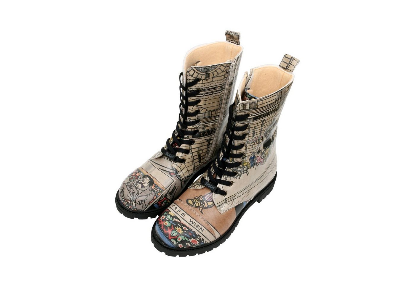 DOGO Zipsy High-Top Boots Cafe Wien Damen Stiefeletten Schnürboots Handgefertigt von DOGO