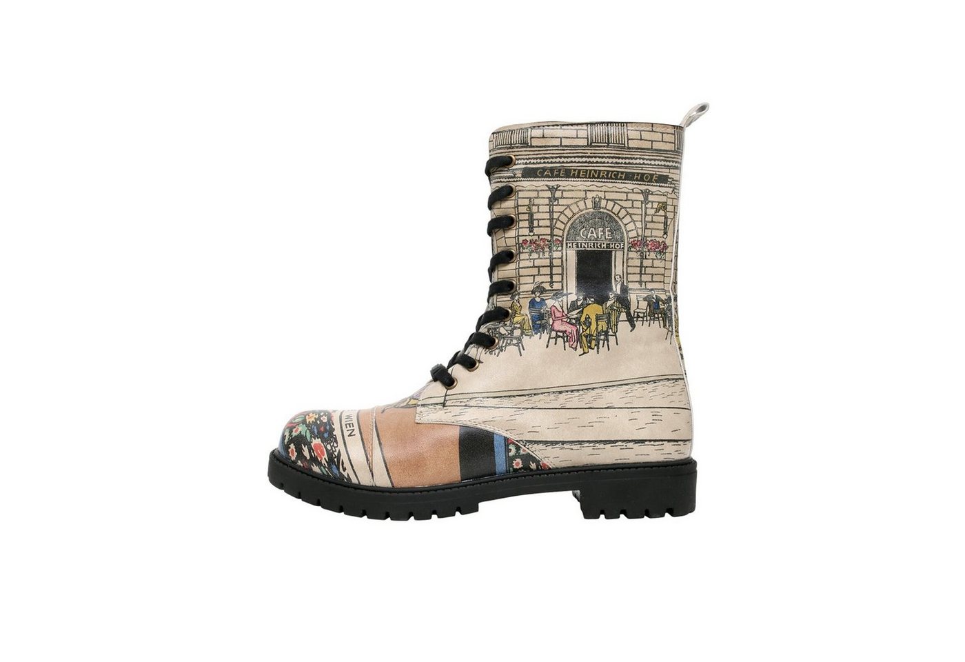 DOGO Zipsy High-Top Boots Owls Family Damen Stiefeletten Schnürboots Handgefertigt von DOGO