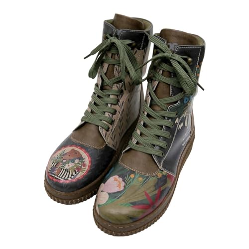 DOGO Future Boots - Bear and Flowers - Vegane Damen Boots und Nachhaltige und Bunte Stiefeletten - Trendige Bequeme Stiefel für Damen 40 von DOGO