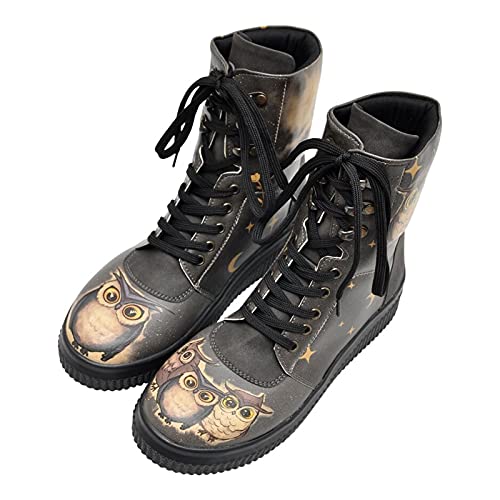 DOGO Future Boots - Owl Family - Vegane Damen Boots und Nachhaltige und Bunte Stiefeletten - Trendige Bequeme Stiefel für Damen von DOGO