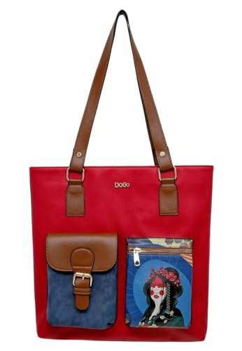 DOGO Handgefertigte Umhängetaschen aus veganem Leder für Damen, Tragetaschen mit verschiedenen Designs für Frauen, stilvolle und modische Wahl, Bring Your Colours to Life Red, Standard von DOGO