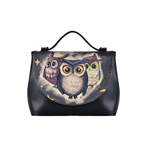 DOGO Handy Bag - Owls Family - Vegane Damen Umhängetaschen - Handgefertigt Schultertaschen und Handtasche von DOGO