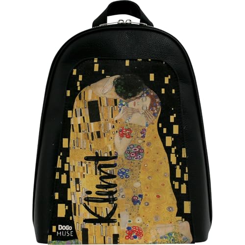 DOGO Kleiner Rucksack für Damen – veganes Leder und einzigartiges Design, handgefertigter Rucksack für Damen, Gustav Klimt der Kuss, Standard, Reiserucksäcke von DOGO
