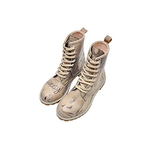 DOGO Long Boots - Tweety Sketch - Vegane Damen Boots und Nachhaltige und Bunte Stiefeletten - Trendige Bequeme Stiefel für Damen von DOGO