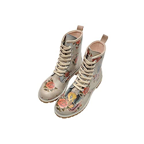 DOGO Long Boots - Tweety with Roses - Vegane Damen Boots und Nachhaltige und Bunte Stiefeletten - Trendige Bequeme Stiefel für Damen von DOGO