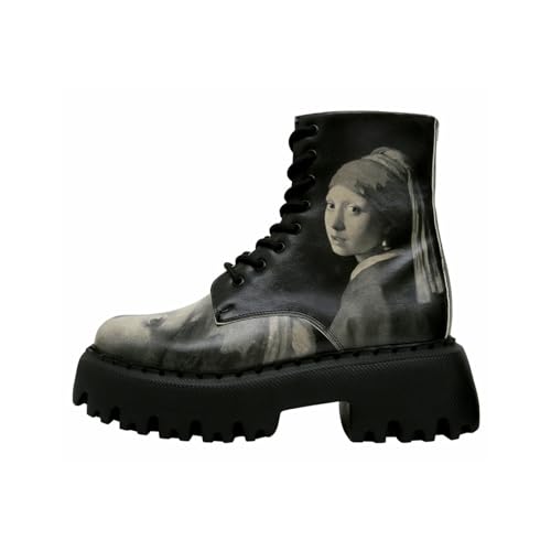 DOGO Navy - Girl with A Pearl Earring BW - Vegane Damen Boots und Nachhaltige und Bunte Stiefeletten - Trendige Bequeme Stiefel für Damen 40 von DOGO