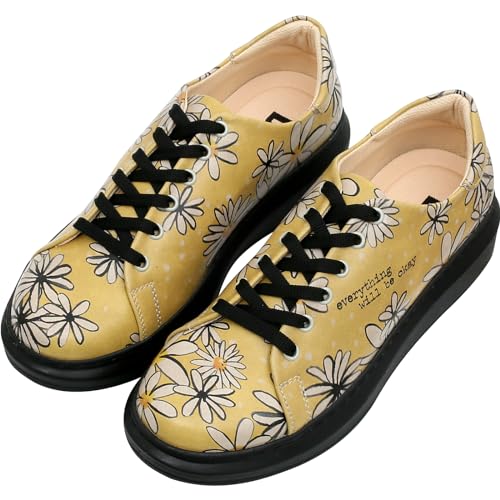 DOGO Plateau-Sneaker mit Keilabsatz für Damen, handgefertigtes veganes Leder, einzigartige, klobige Sneaker, Alles wird in Ordnung sein, 39 EU von DOGO