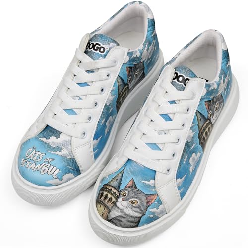 DOGO Plateau-Sneaker mit Keilabsatz für Damen, handgefertigtes veganes Leder, einzigartige, klobige Sneaker, Galata Cat, 37 EU von DOGO