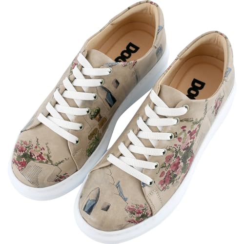 DOGO Plateau-Sneaker mit Keilabsatz für Damen, handgefertigtes veganes Leder, einzigartige, klobige Sneaker, Paperflower, 36 EU von DOGO