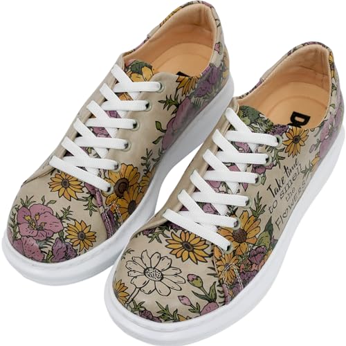DOGO Plateau-Sneaker mit Keilabsatz für Damen, handgefertigtes veganes Leder, einzigartige, klobige Sneaker, Riechen Sie die Blumen, 40 EU von DOGO
