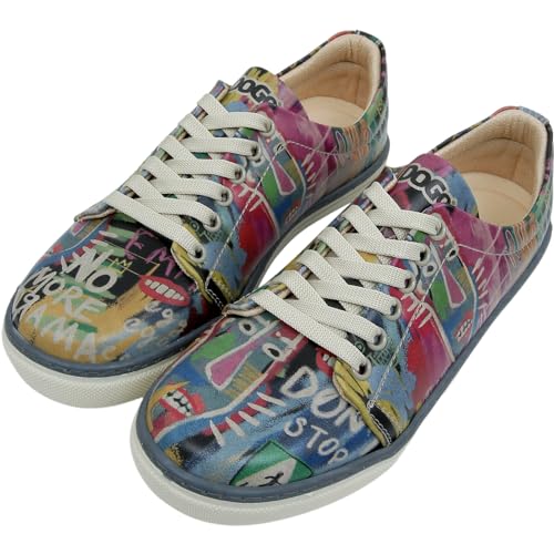 DOGO Sneakers aus veganem Leder für Damen – handgefertigte und einzigartige Design-Sneaker für Damen, No More Drama Design, 37 EU von DOGO