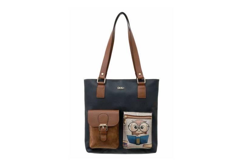 DOGO Umhängetasche Multi Pocket Bag Shopper-Tasche The Wise Owl Damen, Handgefertigt von DOGO