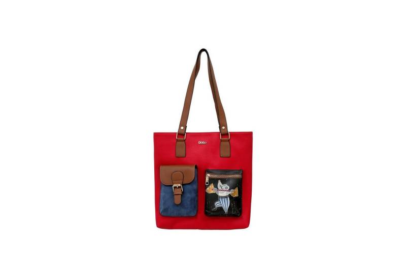 DOGO Umhängetasche Multi Pocket Bag Shopper-Tasche Cat And Mouse Damen, Handgefertigt von DOGO