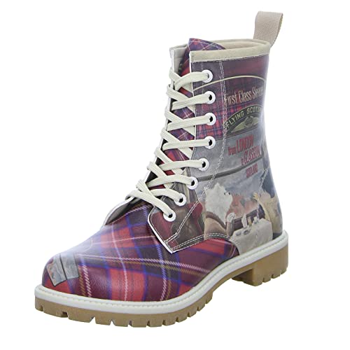 DOGO Long Boots - Scottish Dining Car - Vegane Damen Boots und Nachhaltige und Bunte Stiefeletten - Trendige Bequeme Stiefel für Damen von DOGO