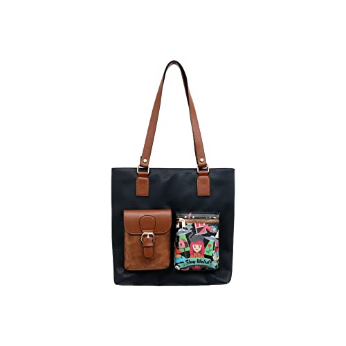 DOGO Vegane Damen Schultertaschen Umhängetaschen Multi Pocket Bag - Stay Weird von DOGO