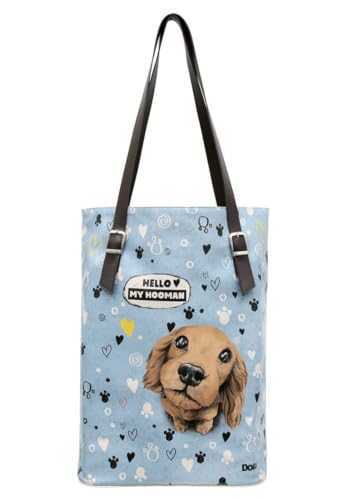 DOGO Vegane Damen Schultertaschen Umhängetaschen Tall Bag - Hello My Hooman von DOGO