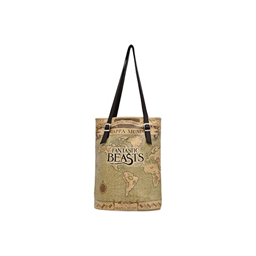 DOGO Vegane Damen Schultertaschen Umhängetaschen Tall Bag - Mappa Mundi Fantastic Beasts von DOGO