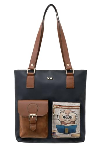 DOGO Vegane Damen Umhängetaschen -Handgefertigt Schultertaschen und Handtasche Multi Pocket Bag The Wise Owl von DOGO