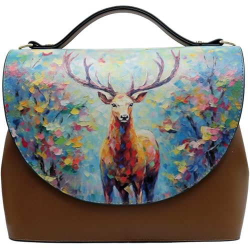 DOGO Vegane Lederhandtaschen für Damen – einzigartiges Design und handgefertigte Handtaschen mit Tragegriff oben, Deer of Dreams, Standard von DOGO